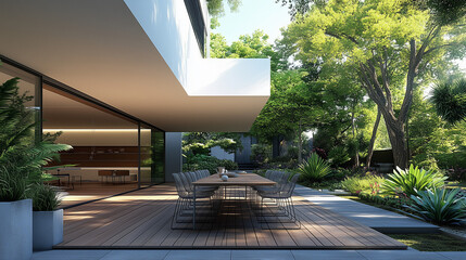 An Outdoor Dining Area Often Incorporated into the Backyard or Patio Design