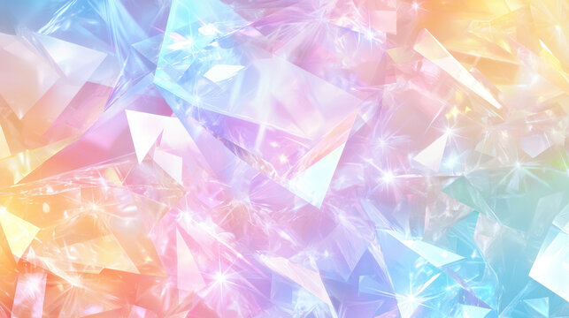 Pastel Crystal Fractals: A mesmerizing abstract image of iridescent pastel crystals, forming a complex and vibrant pattern with a soft, dreamy quality.