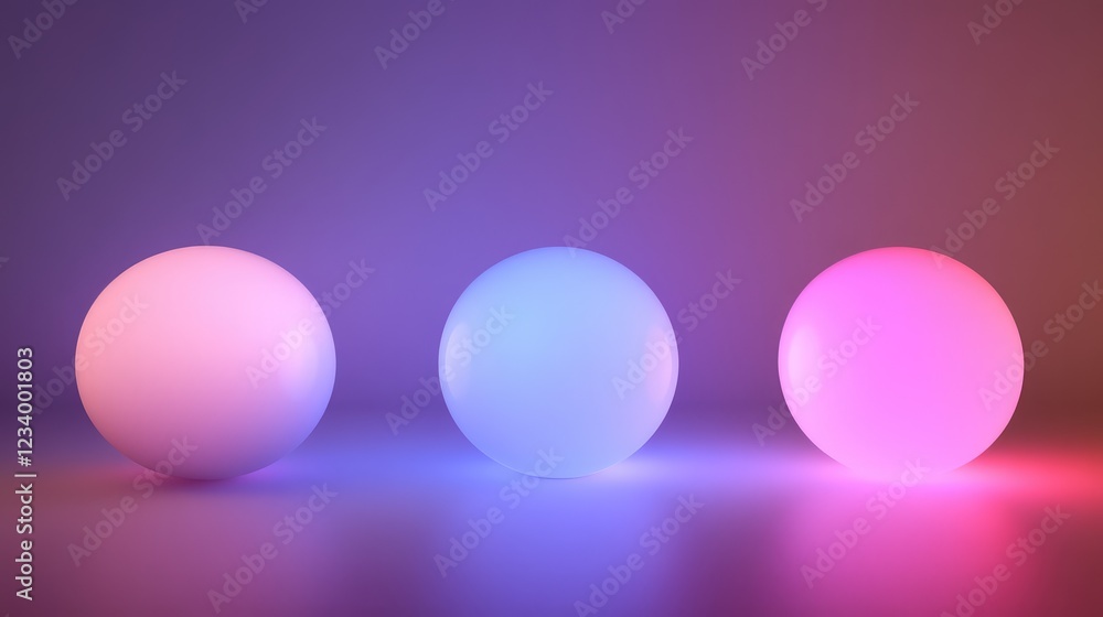 Poster surreal floating data spheres with soft neon glow, creating a futuristic ai-powered innovation backg