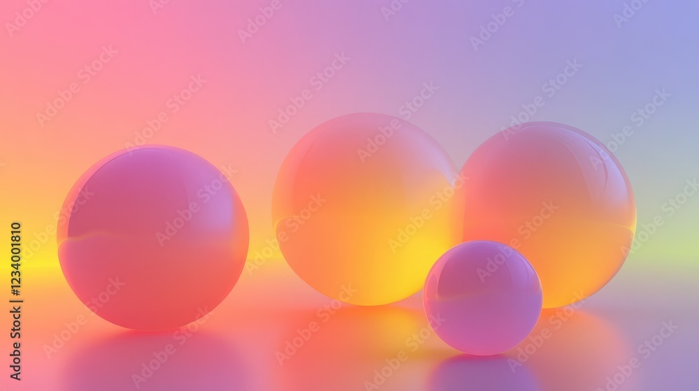 Poster surreal floating data spheres with soft neon glow, creating a futuristic ai-powered innovation backg