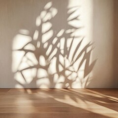 Room interior empty space background mock up, sunlight and shadows room walls,Minimalist Composition Featuring Soft Natural Light And Shadows,.perfect for high-end skincare or beauty product display