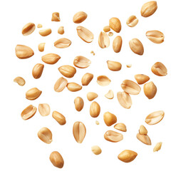 Tasty and nutritious peanuts isolated on transparent white background, clipping path