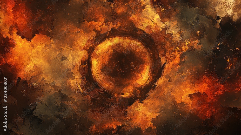 Poster weathered and corroded metallic surface with rough rust texture, vivid orange rust spots, and space 