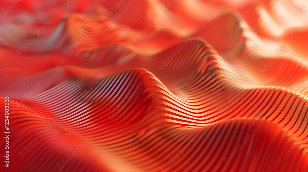 Poster abstract waves in vibrant red tones create a dynamic and textured visual effect.