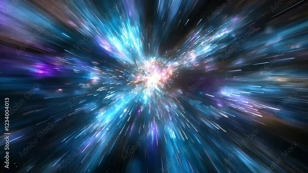 Poster dynamic cosmic explosion unfolding in brilliant vortex of light and color