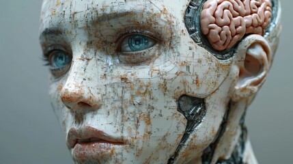 Woman holding a brain model and a sheet of paper in a thoughtful pose