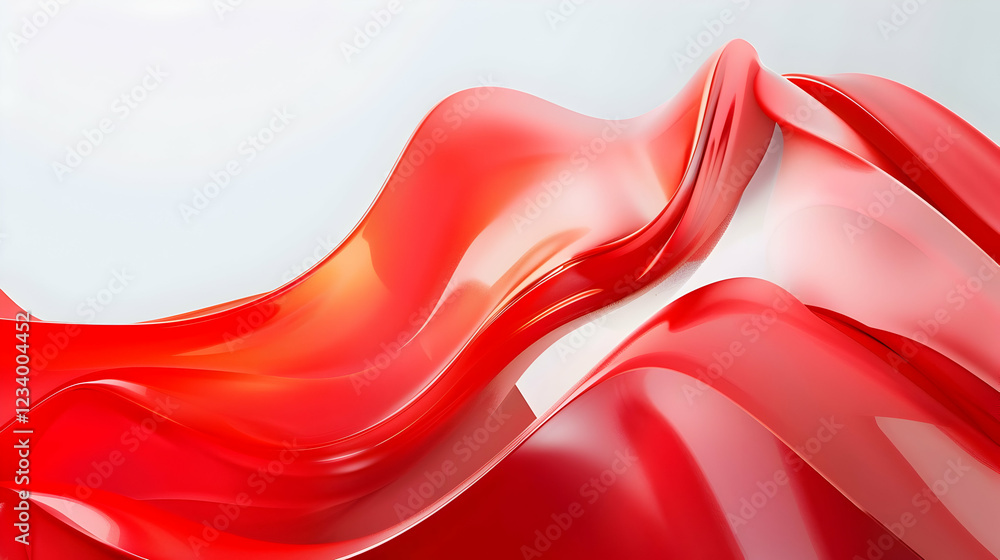 Poster abstract red waves create a smooth, flowing composition with a modern aesthetic.