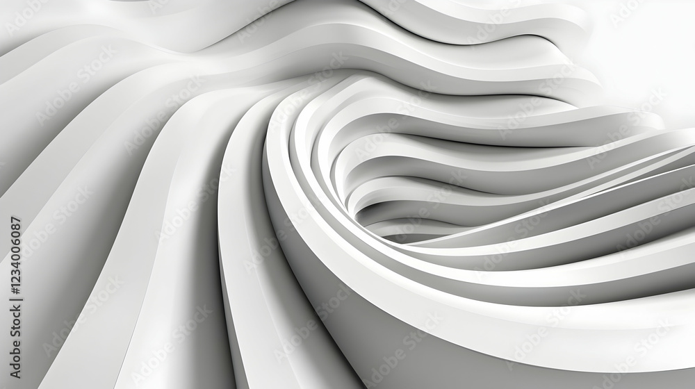 Poster abstract white waves creating a dynamic, flowing texture.