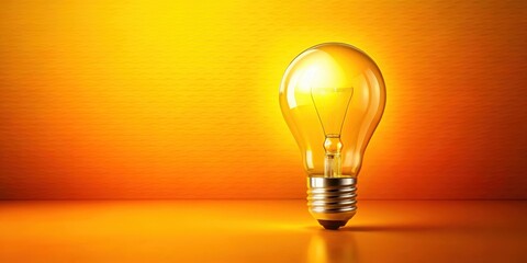 Bright Light Bulb on Yellow Background, Luminous Glow, Electric Light,  Luminous Glow