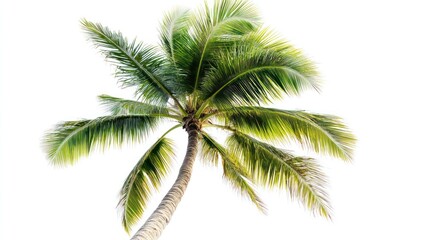 Tropical Coconut Palm Tree Swaying in Breeze