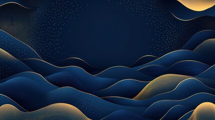 Obraz premium Abstract Blue Gold Waves Background Design