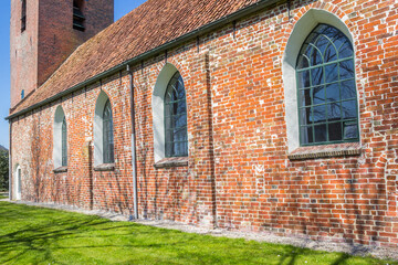 Windows of the historic church in Noordhorn, Netherlands