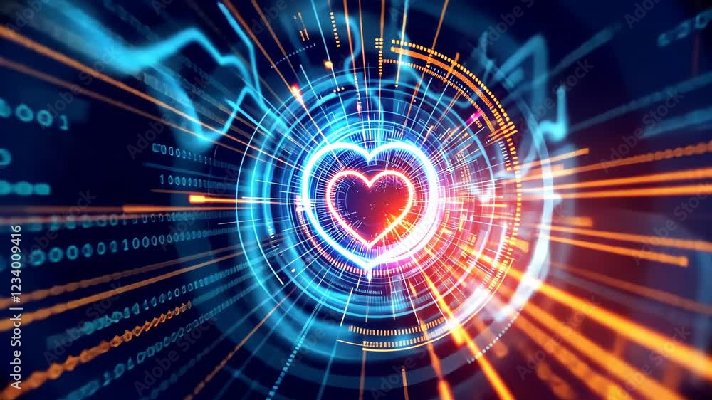 Aufkleber dynamic heartbeat of digital connections pulsing with energetic neon data streams