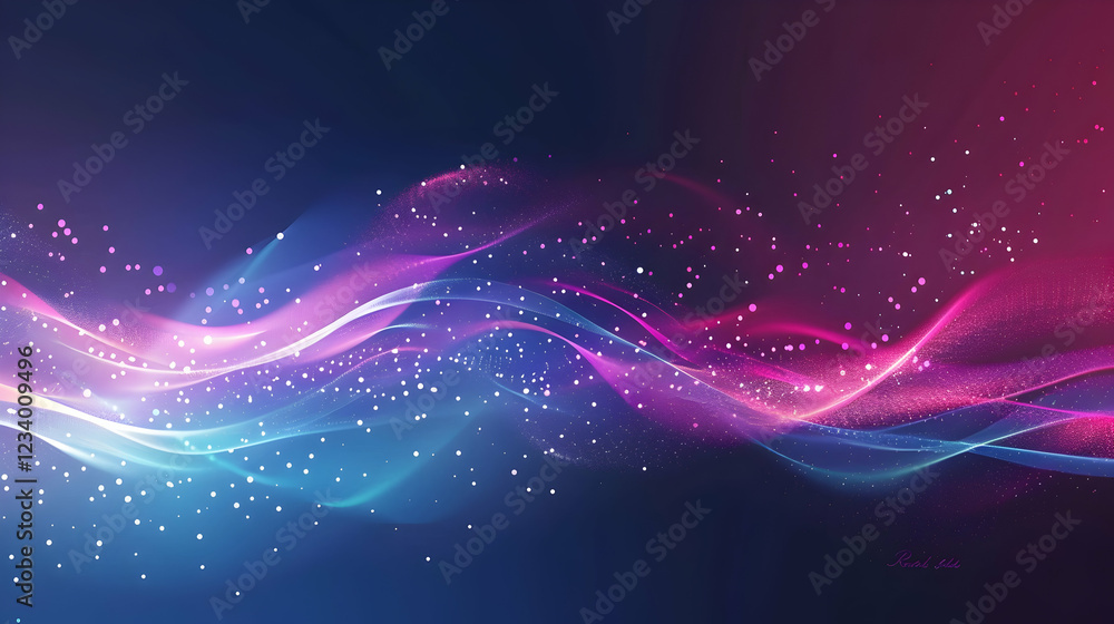 Poster abstract waves of light in vibrant colors create a dynamic and energetic visual effect.