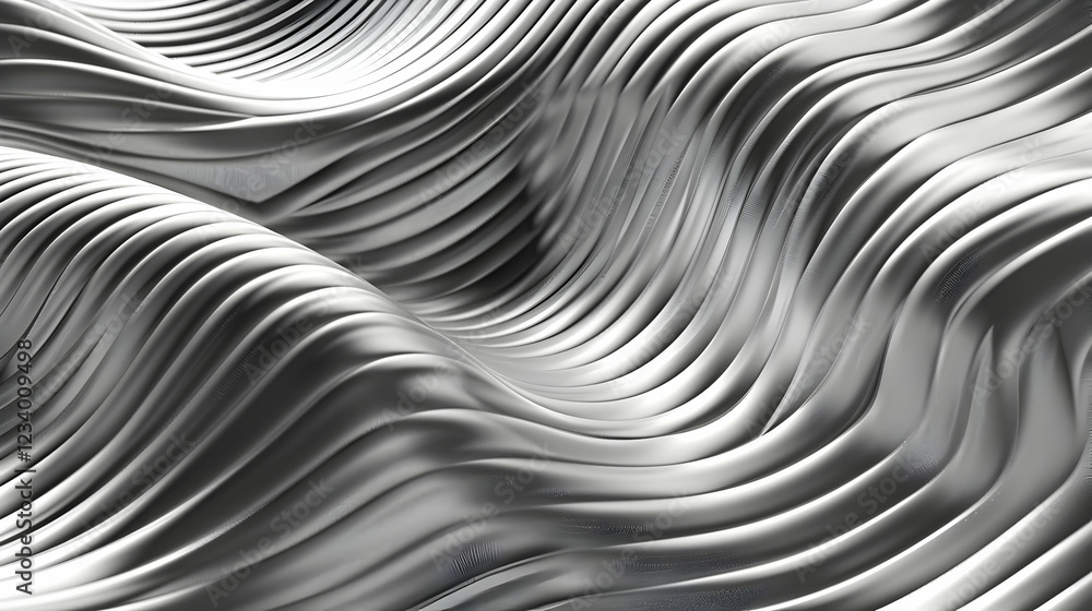 Poster abstract metallic waves create a dynamic, flowing texture.