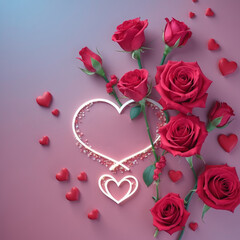 valentine card with roses and hearts