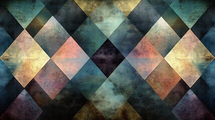 Abstract Geometric Pattern Soft Hues Moody Textured Diamonds. AI Generated