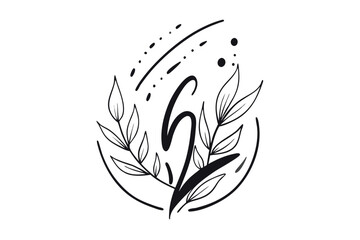 Fototapeta premium Botanical hand drawn line art and silhouette vector set. Collection of leaf branch, monstera, palm leaves black white drawing contour simple style. Design illustration for print, logo, branding. 