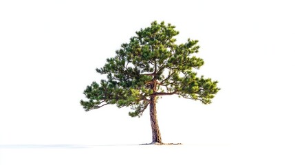 Obraz premium Lone pine tree, isolated, white background, nature
