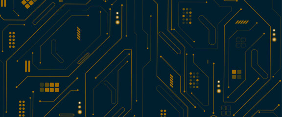 Vector technology lines circuit and dots on blue engineering design