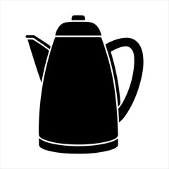 Electric kettle silhouette on white background