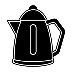 Electric kettle silhouette on white background