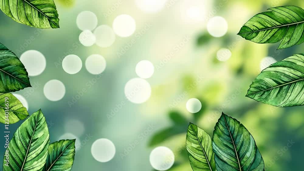 Poster a green leaf with a white background. the leaf is on the left side of the image