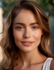 Fototapeta premium A young Caucasian woman with flawless skin