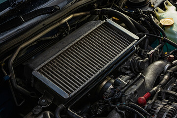 Intercooler and Engine Back with Dramatic Lighting