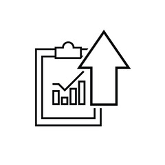finance icon. financial development vector on white background. rising or strengthening graph. investment, healthy economy. Line design style