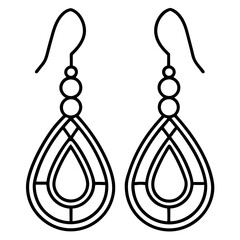 Minimalist Earring Line Art Vector