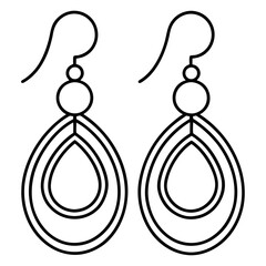 Minimalist Earring Line Art Vector