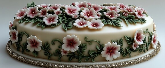 Fototapeta premium Floral Cake: Delicate Sugar Flowers
