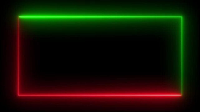 Square rectangle frame glowing neon animation on black background and 4k video animation. seamless loop - vertical