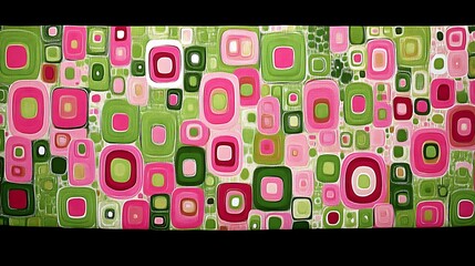 Abstract Geometric Pattern in Pink and Green Hues