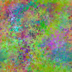 Abstract blurred painted layered seamless pattern in vivid colors Mixed irregular colorful transparent brush strokes, blots, spots, splashes, smudges Grunge grainy, speckled, motley texture
