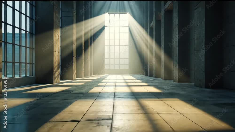 Aufkleber sunbeams cast through large cathedral windows creating a dramatic play of light and shadows