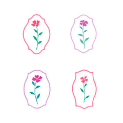 Simple design framing. Vector illustration with flower in simple hand drawn style. Vector shape for interior decor and design, packaging, labels, postcards, invitations.