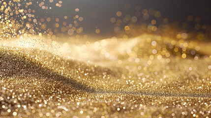A shimmering golden landscape with sparkling particles, evoking a sense of luxury and magic.