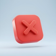 Obraz premium Red Button Icon in White Background