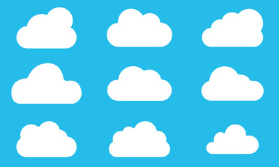 Set of blue sky, clouds bundle vector illustration.