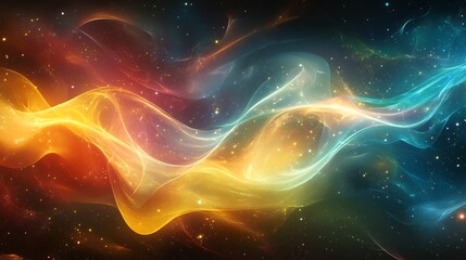 Obraz premium Abstract cosmic swirls dance brightly in vibrant hues. AI Generated