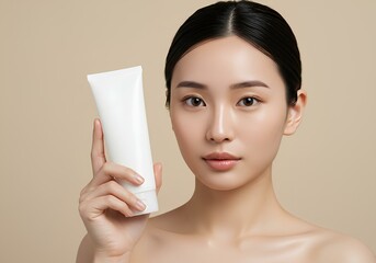 A Korean Beauty Model with Skincare Product