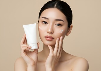 A Beautiful Model with Skincare Product