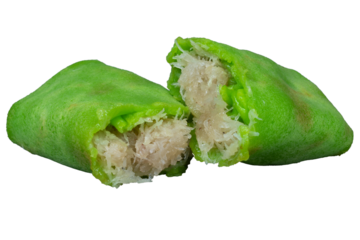 Close-Up of Dadar Gulung Torn Open Isolated Background