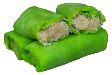 Close-Up of Dadar Gulung Torn Open Isolated Background