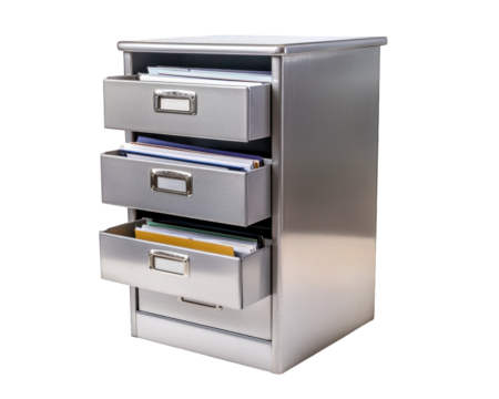 metal filing cabinet with labeled drawers, perfect for organizing documents and office supplies. Its sleek design adds modern touch to any workspace