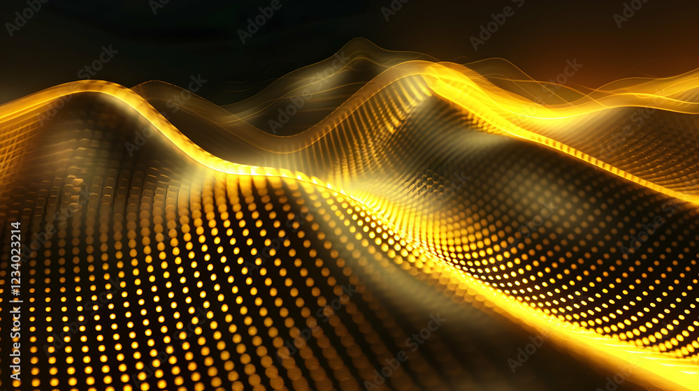 Poster abstract golden wave pattern with a smooth, flowing design.