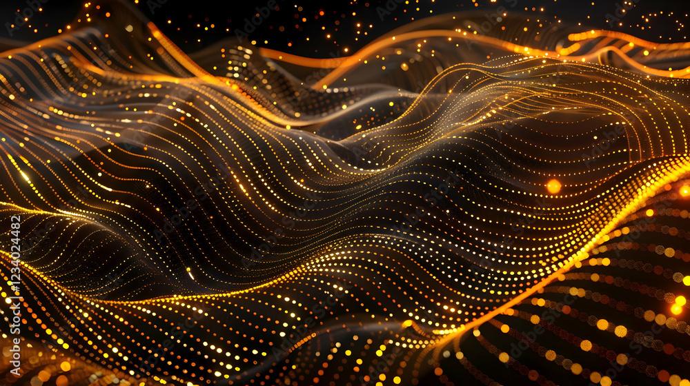 Poster abstract waves of golden light create a dynamic, flowing visual effect.