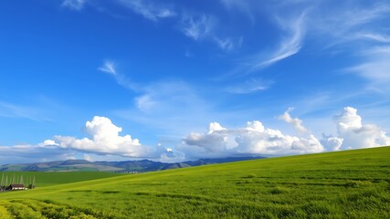 Obraz premium field and blue sky with clouds